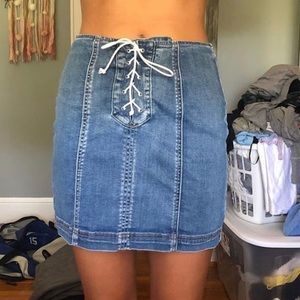 PACSUN tie jean skirt